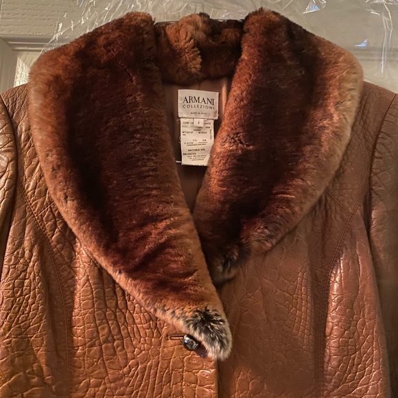 Armani Jacket 🧥 100 % Leather and Real Fur 💕🌸😍! - Picture 2 of 13